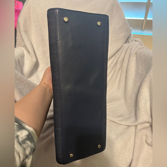 NWOT Kate Spade Ridgefield Street Katarina Colorful Scarf Wood & Denim Satchel - Picture 6 of 10